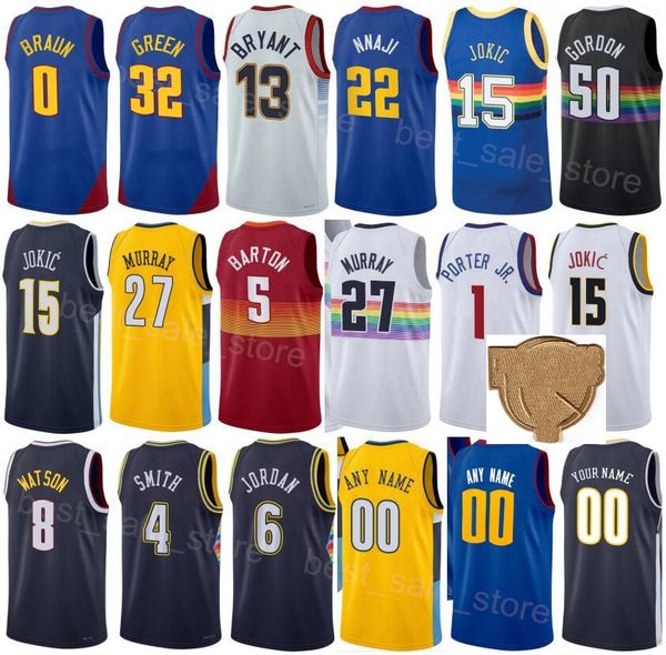 

printed basketball vlatko cancar jersey 31 reggie jackson 7 jeff green 32 christian braun 0 zeke nnaji 22 ish smith 14 peyton watson 8 shirt, Black