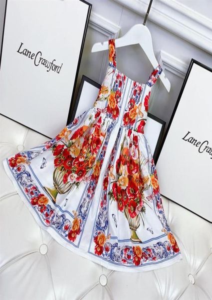 

summer kids girls cotton dress baby girl floral dresses sweet girl sleeveless suspender dress children clothing outwear22148597944, Red;yellow