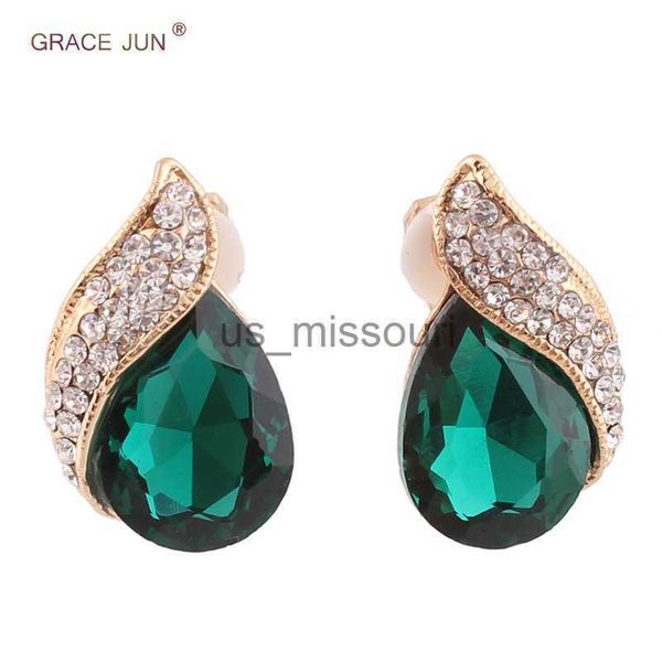 

stud highgrade rhinestone crystal tear drop shape clip on earrings non piercing for women wedding luxury no hole earrings new j230529 j23052, Golden;silver