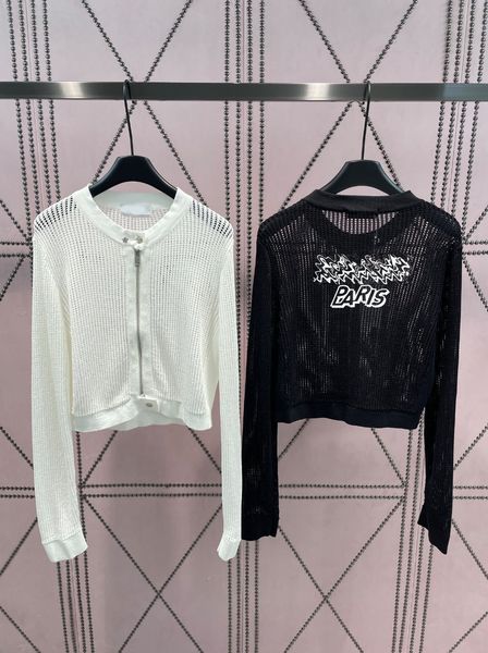 

fashion designer summer letter knitted sweater cardigan for women long sleeve casual fashion zip up jacket cardigans 2023, White;black