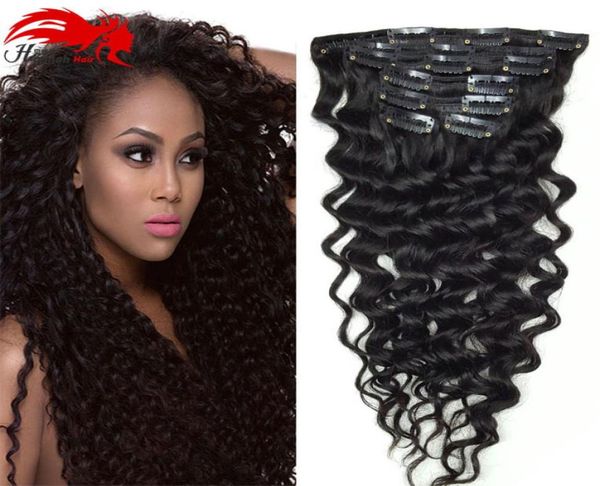 

hannah product curly clip in hair extensions natural hair african american clip in human hair extensions 120g 7pcsset clip ins3499131, Black;brown