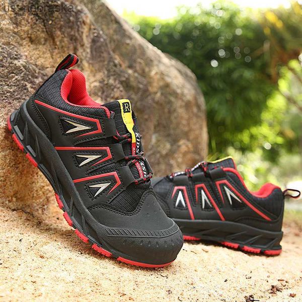 

athletic outdoor black red children's hiking shoes waterproof nonslip rubber outdoor trekking sneakers for kids mountain climbing shoes