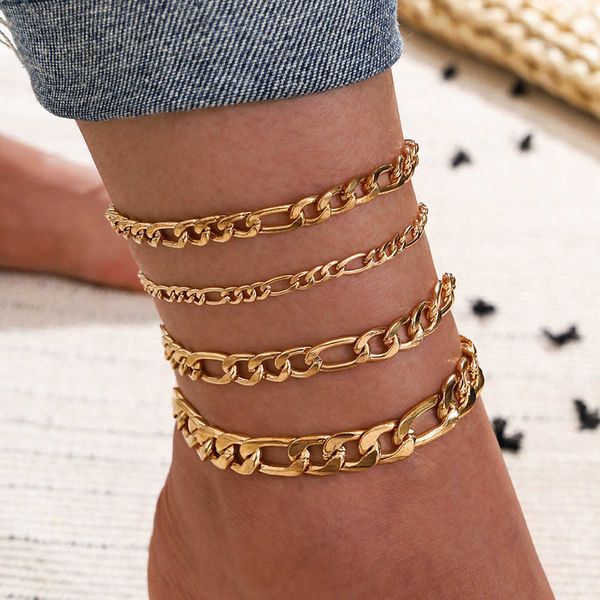 

anklets diezi punk hip hop multilayer chain anklets for women girls 2020 new bohemian boho leg ankle anklet bracelet beach new jewelry aa230, Red;blue