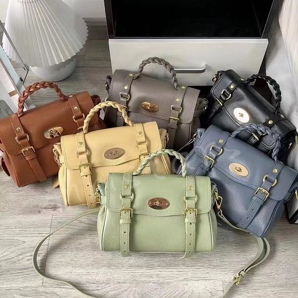 

alexa tote mulberries bag soft leather designer postmans lock closure mulberry handbag weave handle shoulder bags women purse cross body