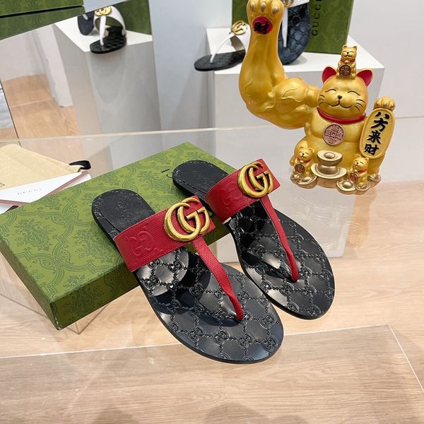 

classic men gucci slippers summer rubber bottom woman shoe beach slides letter flat heel designer shoes sandals metal button lady loafers fl, Black