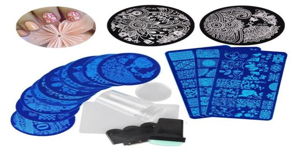 

13pcs lace rose flower forest image nail plates 2 stamper scraper set nail art stamping plate art tools7322896, White