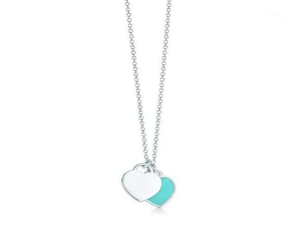 

chains classic 925 sterling silver necklace double heart pendant women039s fashion jewelry original 11 return9401970