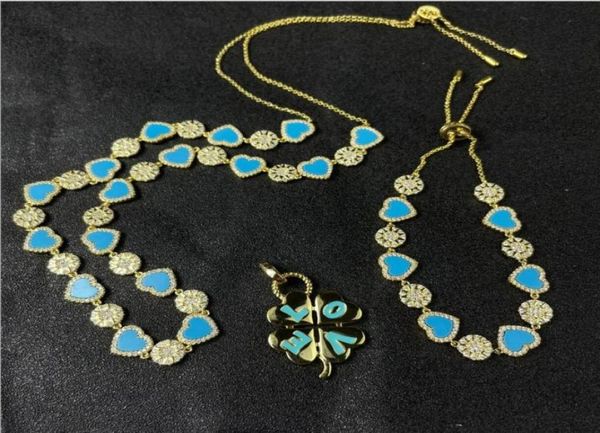 

earrings necklace june blue love sun female 2021 tide beach heartshaped summer cool clavicle chain set9662612, Silver