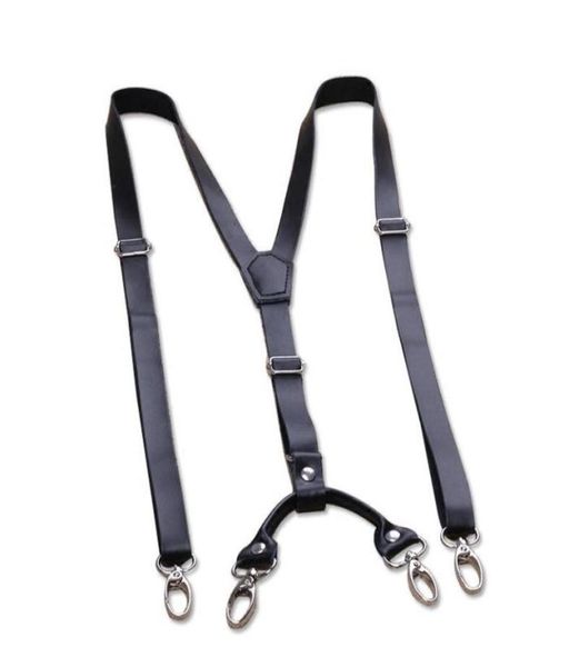 

15cm real leather mans suspenders fashion hook buckle braces elastic adjustable suspensorio bretelles tirantes casual trousers3278382, Black;white