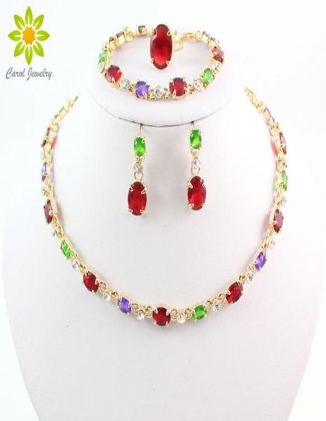 

selling dubai colorful crystal rhinestone necklace sets fashion 18k gold plated women bridal costume jewelry sets5133965, Slivery;golden
