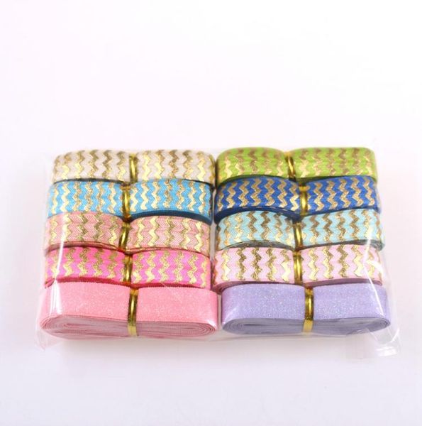 

20yardslot 2yards each color 58039039 fold over elastic foe gold foil chevron printed headband fashion headwear hair band1670260