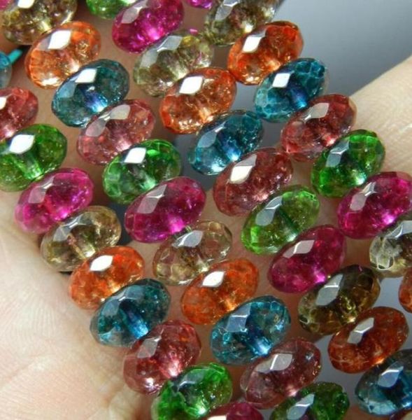

5x8mm multicolor tourmaline gems faceted rondelle loose bead 15039039 aaa5687359, Green;white