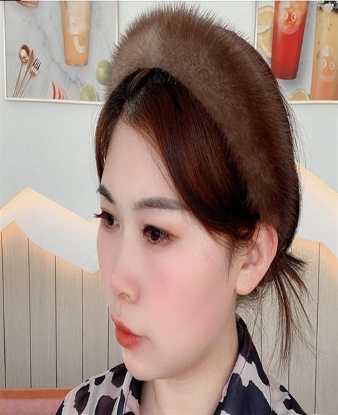 

2021 new women039s luxury winter 100 mink fur headband real fur hair band lady girl fashion plush hair hoop headdress whole2815439724, Silver