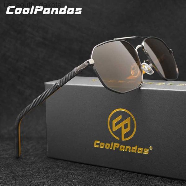 

sunglasses coolpandas hexagon sunglasses men 2022 new fashion driving polarized retro polygon outdoor sun glasses male uv400 l230523, White;black