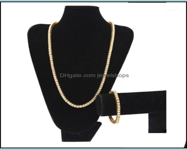 

earrings necklace jewelry sets 2021 design sparking bling crystal cz station chain 30quot 8quot set whole me1704610, Silver