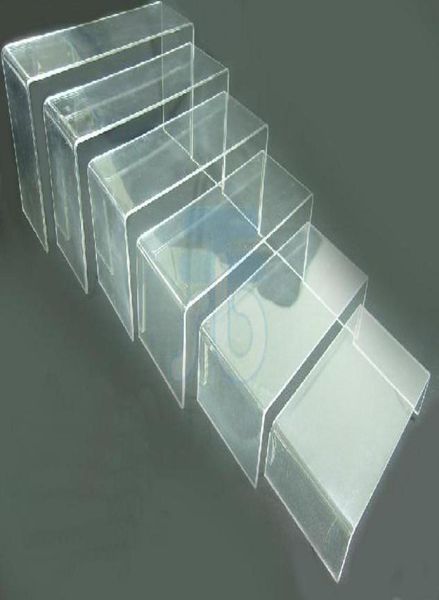 

6 pcs clear acrylic display riser showcase stand white0121120120, Black;white