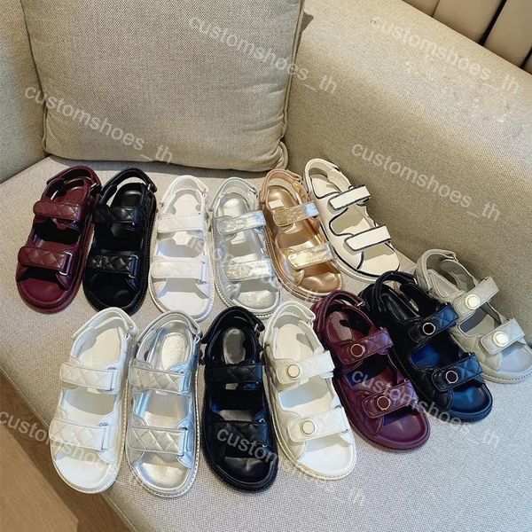 

designer sandals women shoes platform slide buckle slippers dad sandal leather slides crystal slipper summer beach slipper luxury outdoor mu, Black