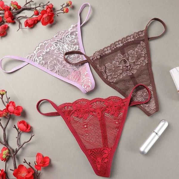 

briefs panties 10pc/lot lingerie lace low waist elastic string transparent underwear women temptation hollow out panties thin thong j230530, Red;black