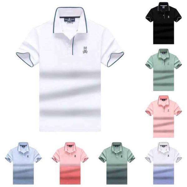 

new psycho bunny skull rabbit embroidered polo shirt in summer and autumn pearl cotton lapel short sleeve button fashion casual ti8oksnb, White;black