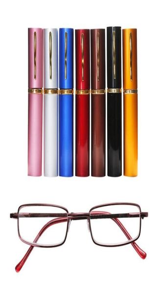 

other fashion accessories 1 pcs reading glasses metal frame resin with tube case mini portable for women men retro business eyegla6476262, Silver