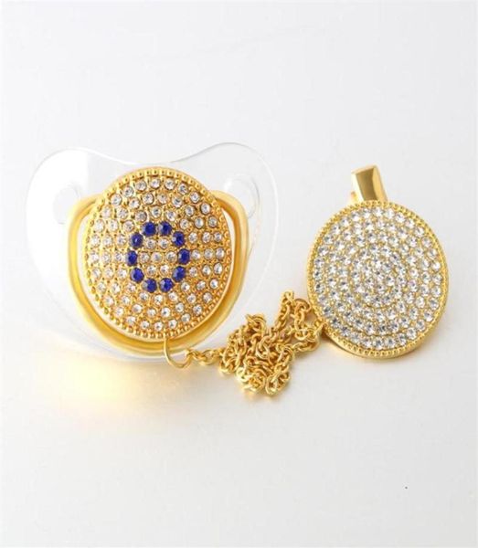 

1 pc glam crystal clear bling pacifier silk shimmer pacifier clip set luxury dummy soother chain316u1432911