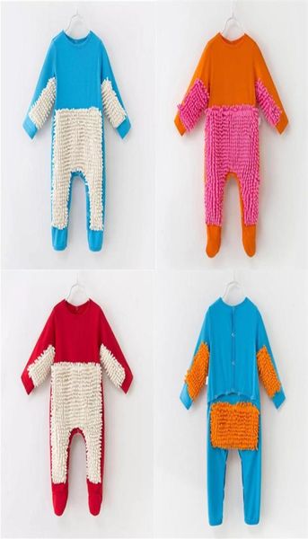 

2019 new baby mop clothes long sleeve crawling clothes toddler jumpsuit suit cotton infant cleaning mop suit outfit rompe y1692001, Blue