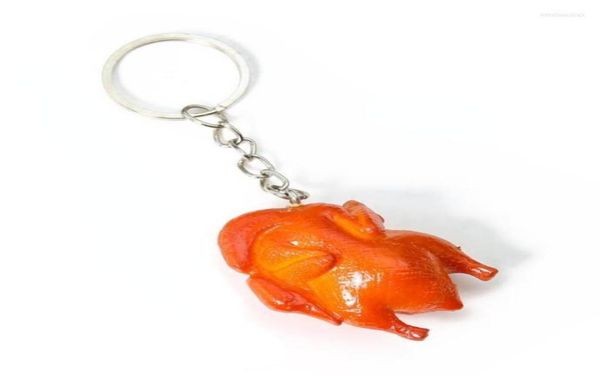 

keychains funny turkey keychain peking duck roast fried chicken pendant promotional bag purse ornament key ring chinese food emel21857190, Silver
