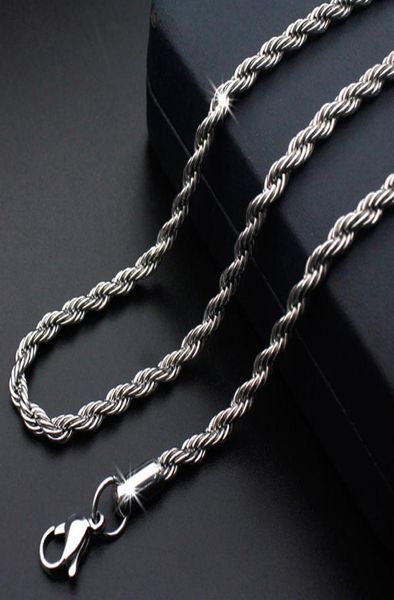 

titanium steel rope ed chains necklace stainless steel ed heavy link chain jewelry accessories for men women249g3813663, Silver