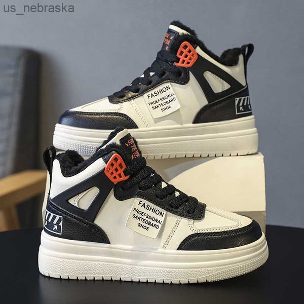 

athletic outdoor children boots winter kids sneakers plus cotton warm children running shoes high basketball shoes for boys winter boots gir, Black