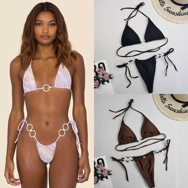 

new women's split bikini stripe printed swimwear, White;black