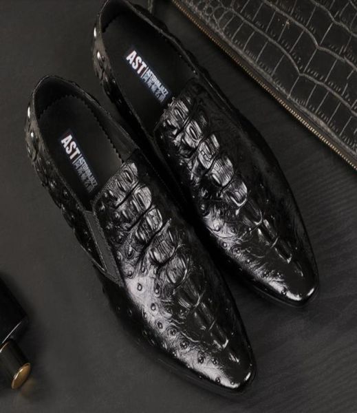 

exclusive men dress shoes embossed crocodile cowhide leather through waxed process 3846 eu sizes quality absolutly gu5495719, Black