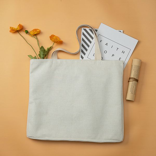 

3pcs shoping bags thermal sublimation diy white blank large capacity cotton linen handbag