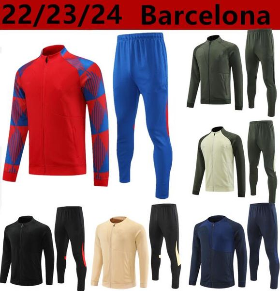 

ansu fati camisetas de football tracksuit set 22/23/24 barcelona lewandowski f.de jong long pull training jacket chandal futbol survey, Black