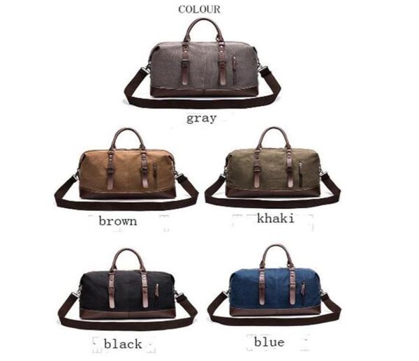 

men039s weekender overnight bag canvas pu leather travel tote duffel bag carryon bag308q7452429