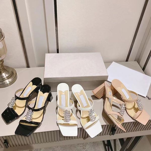 

designer sandals luxury brand fashion peep-toe thick heel 7cm all-match high heel square head women sandals fashion all-match simple atmosph, Black