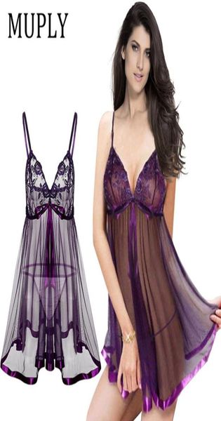 

muply lingerie lace lenceria mujer soft lace nightwear underwear babydolls nightdress plus size lingerie dress d1818578193, Red;black