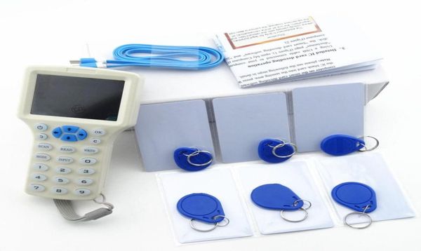 

10 frequency rfid copy encrypted nfc smart id ic card reader writer with 12pcs keyfbobs1833991