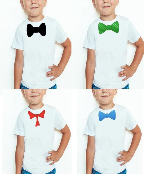 

boys summer shortsleeved tshirt black bow tie fashion childrens wear casual round neck quality shirt 7850245, Blue