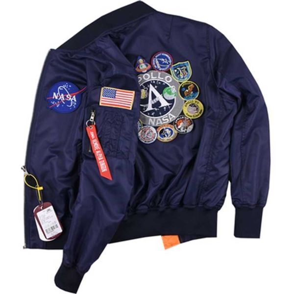 

mens thin bomber jacket alpha dingdin nasa apollo commemorative edition spring fall baseball uniform coat xvrr, Black;brown