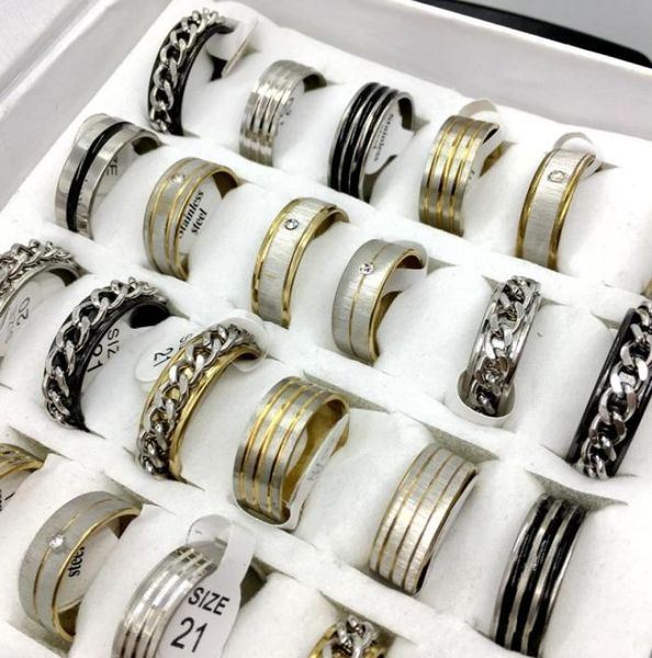 

36pcs 3 mixed style men039s womens stainless steel rings whole fashion jewelry lot party gift band ring6918364, Silver