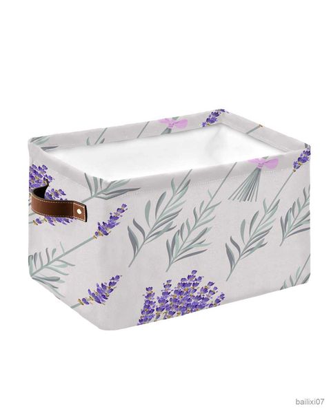 

basket purple lavender flowers leaves waterproof laundry basket square folding storage basket fabric clothes organizer