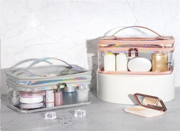 

hbp cosmetic bag portable transparent makeup bag storage case handbag for toiletries cosmetics blackpinksilver7610535