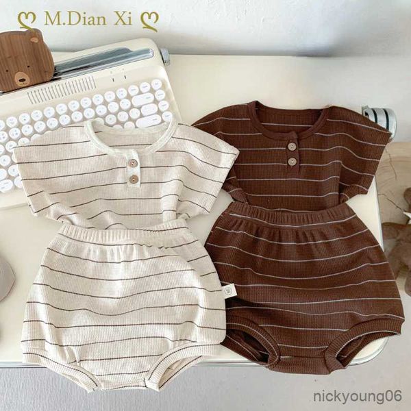 

clothing sets children's set boys' summer waffle checker girls' stripe sleeveless short sleeve triangle pants romper, White