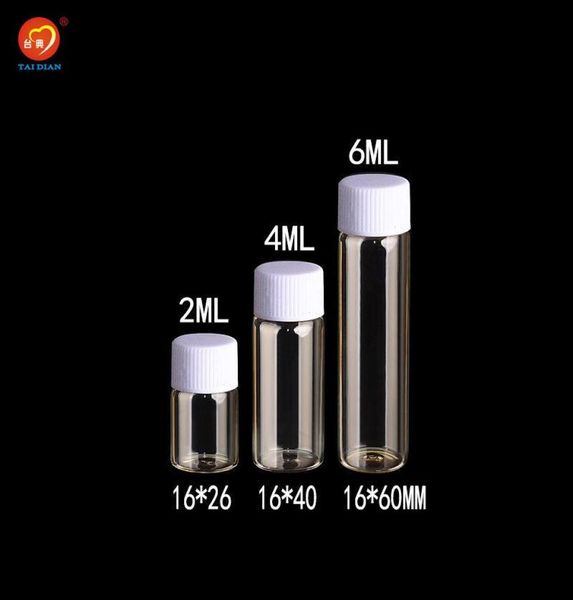 

2ml 4ml 6ml glass bottles with plastic screw cap transparent clear mini vials plastic bottles jars cosmetic containers 100pcs9860768