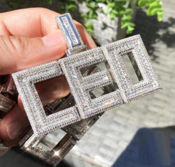 

chains 2021 iced out initial letter ceo pendant necklace with 5mm cz rope tennis chain choker necklaces for men boy hip hop jewelr8872951, Silver