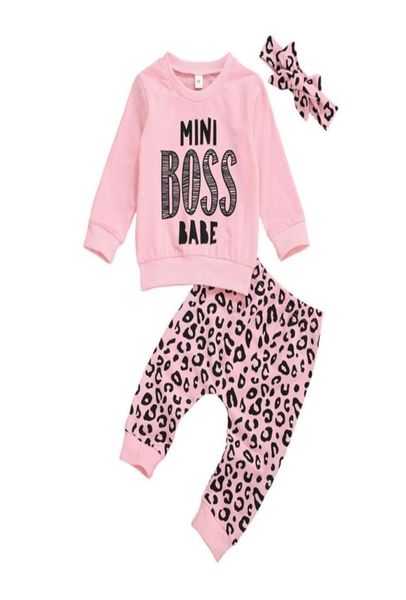 

3pcs infant baby girls clothing sets 03t 2020 spring autumn long sleeve leopard pants headband toddler baby girls outfits2794419165, White