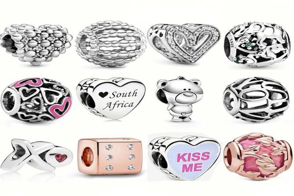 

memnon jewelry 925 sterling silver i love you charm beaded openwork sparkling hand heart charms xo script beads kiss bead fit 8346961, Bronze;silver