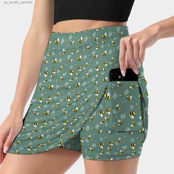 

skirts hello bees-green skirts woman fashion pant skirt mini skirts office short skirt bee insect sunflower dice dragon nerd geek l230522, Black