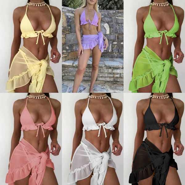 

new mesh skirt pleated swimsuit bikini, White;black