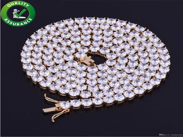 

designer necklace bling iced out tennis chains mens hip hop jewelry luxury necklaces silver gold rapper chain diamond charms fashi2579554, Black